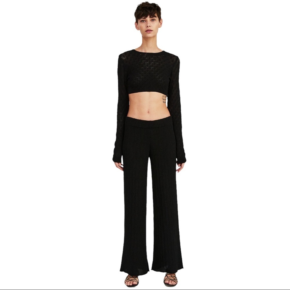 Zara Long Sleeve Knit Crop- Black- Size M​